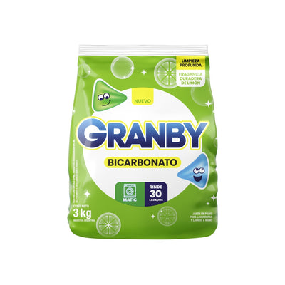 Jabón En Polvo Granby Matic Con Bicarbonato Y Fragancia Limon 3 Kg