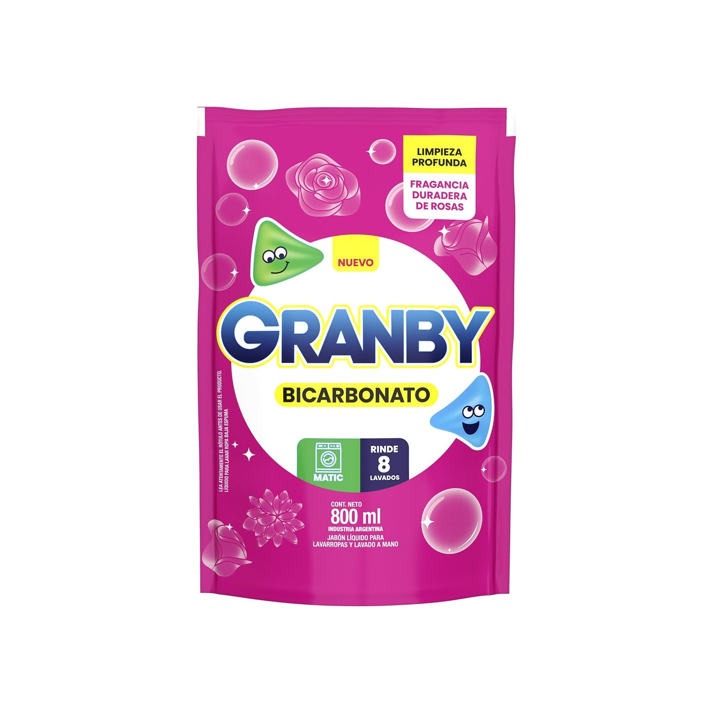 Jabón Líquido Para Ropa Granby Plus Con Bicarbonato Fragancia Rosas 800 Ml