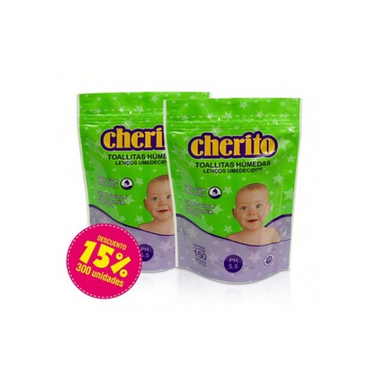 Toallitas Humedas Cherito 2 Paquetes De 150 Unidades Cada Uno