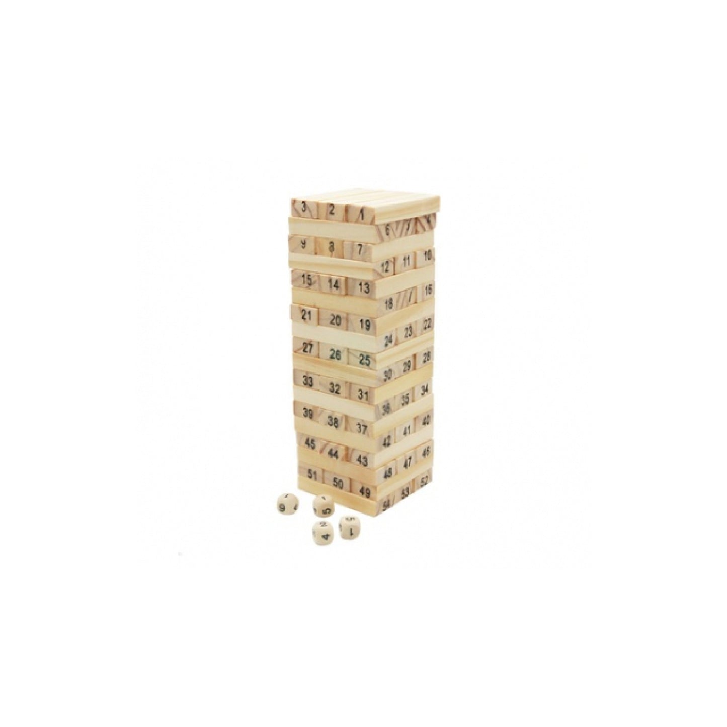 Jenga De Maderas 54 Fichas + 4 Dados