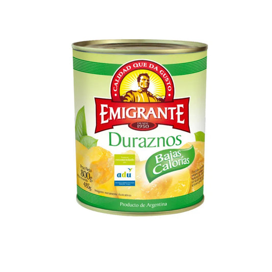 Duraznos En Almibar Dietetico Emigrante Sin Azucar Y Sin Tacc 800 G