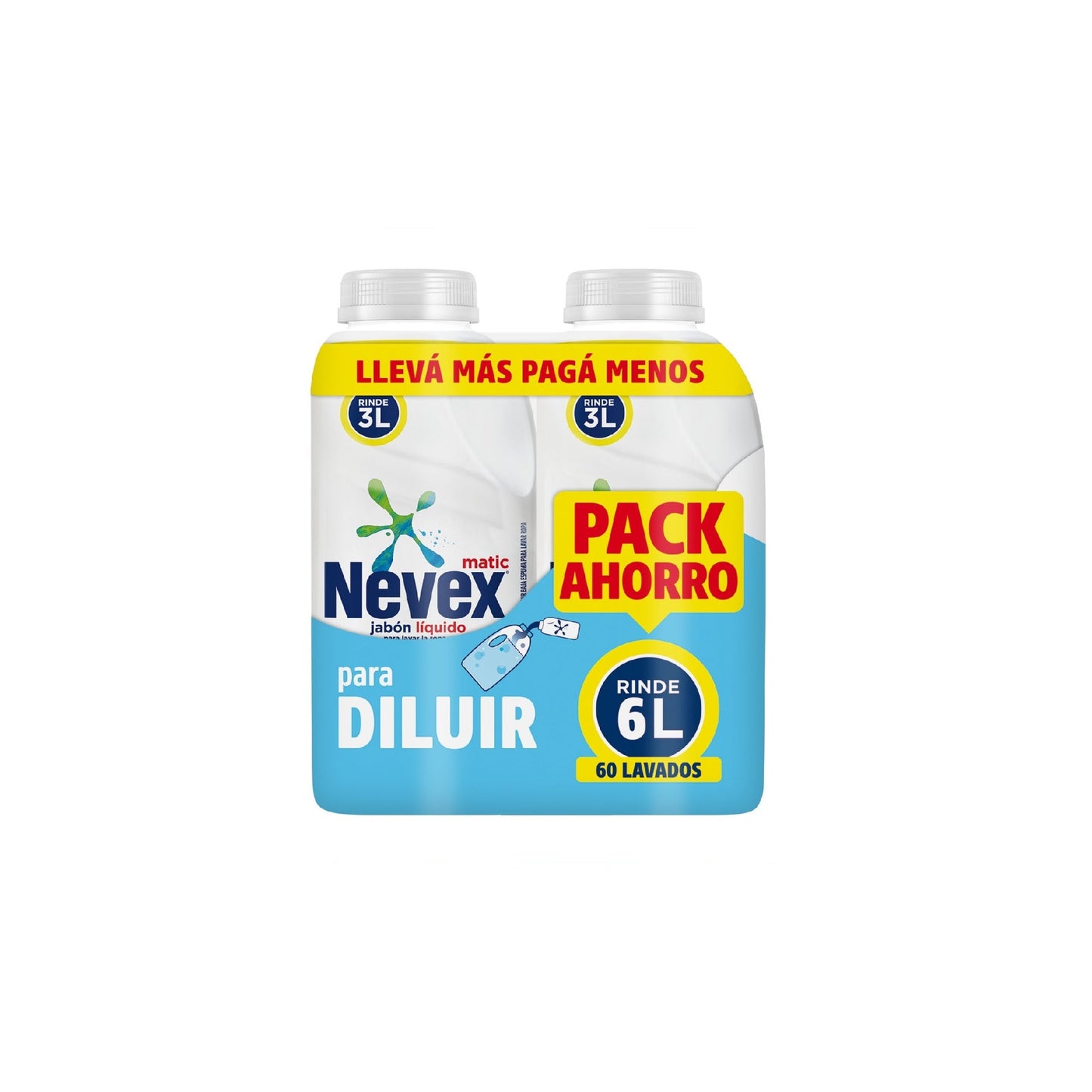 Jabón Líquido Nevex Para Diluir Ecolavado Pack 2 Unidades 500 Ml Cada Unidad Rinde 6 L
