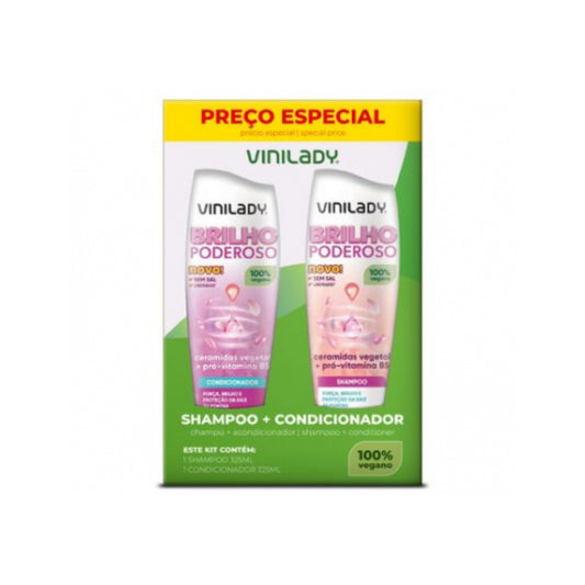 Vinilady Vegano Sin Sal Brillo Poderoso Shampoo 325 Ml + Acondicionador 325 Ml
