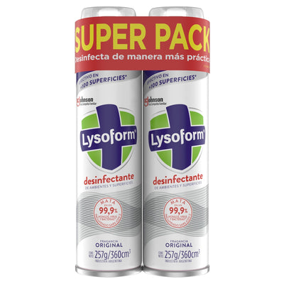 Super Pack 2 Unidades Desinfectante Lysoform Original Aerosol 360 Ml Cada Unidad