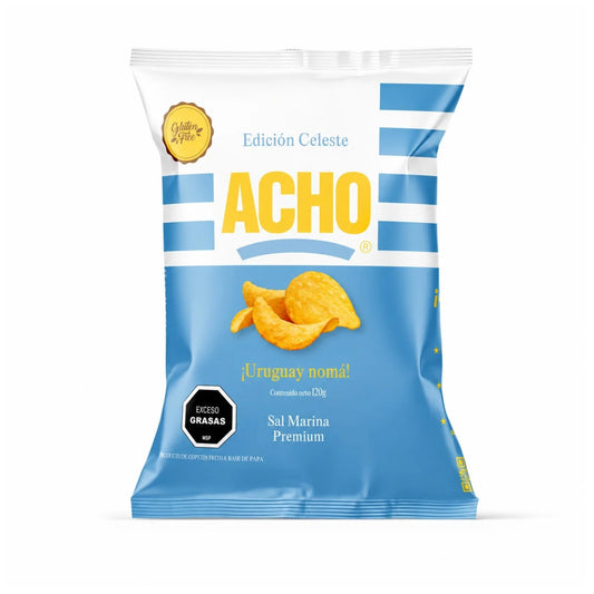 Papas Fritas Acho Gluten Free Edicion Celeste Sal Marina Premium 120g