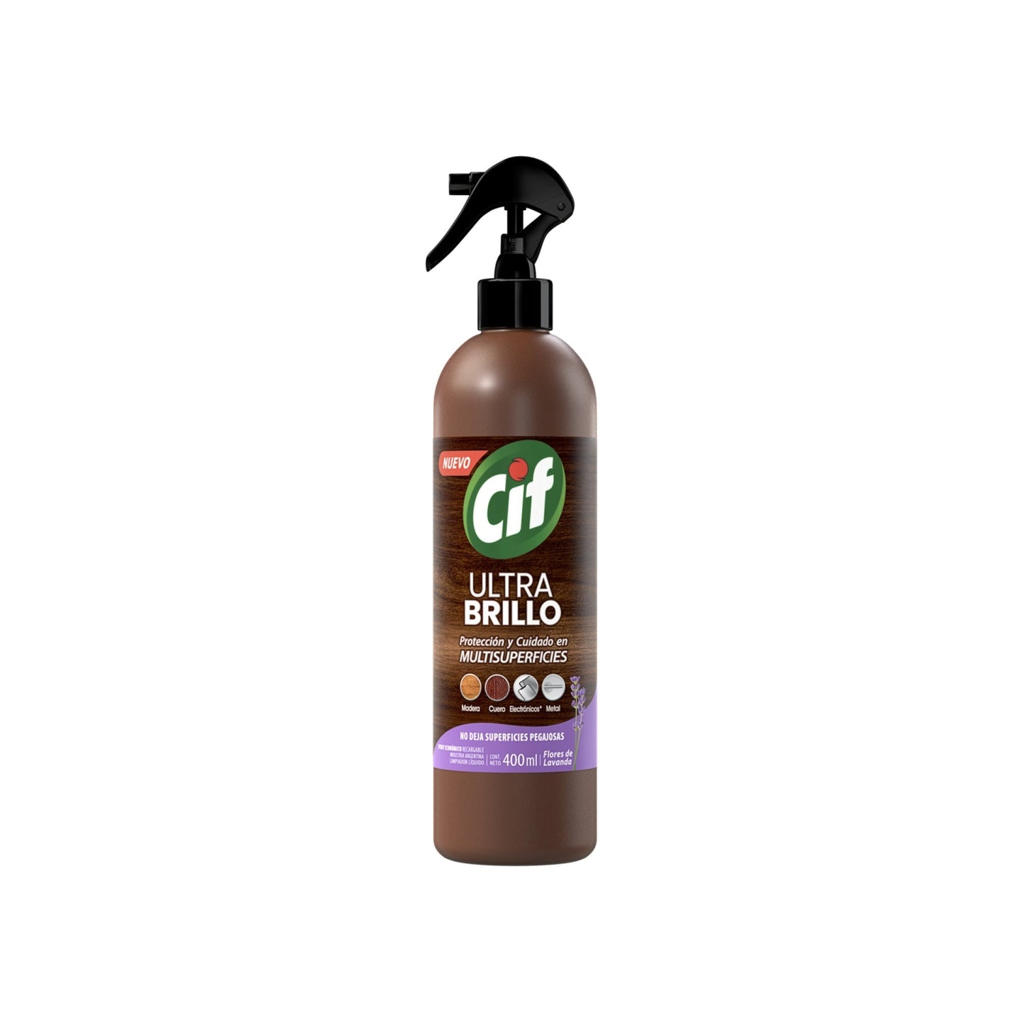 Limpiador Multisuperficie Cif Ultra Brillo Flores De Lavanda Con Gatillo 400 Ml