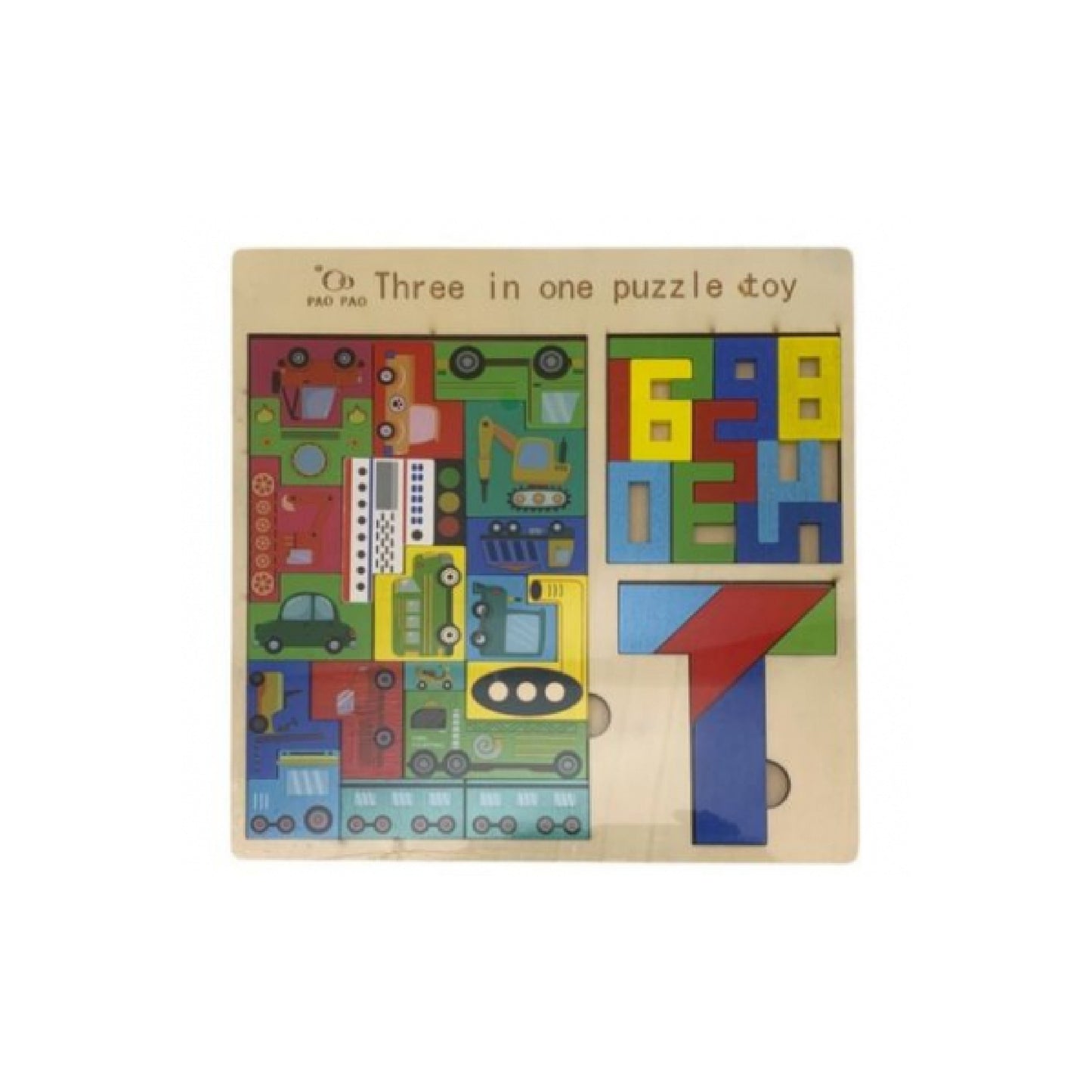Puzzle Infantil De Madera Encastre 3 En 1 22 Cm X 22Cm X 3 Cm