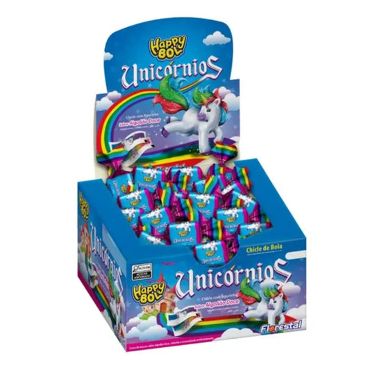Chicles Happy Bol Unicornios Algodón Dulce Caja 47 Unidades 140 G
