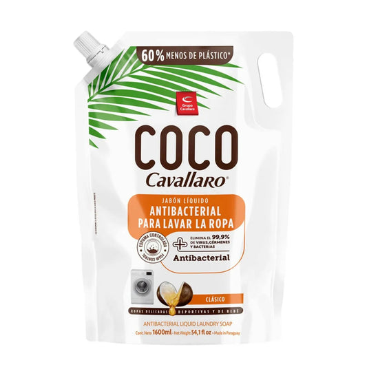 Jabón Líquido Para Ropa Cavallaro Coco Antibacterial Clásico 1.6 L