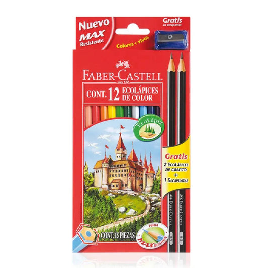 Lapices Faber Castell Color X 12 Largos + 2g Hb Hexagonal + Sacapunta