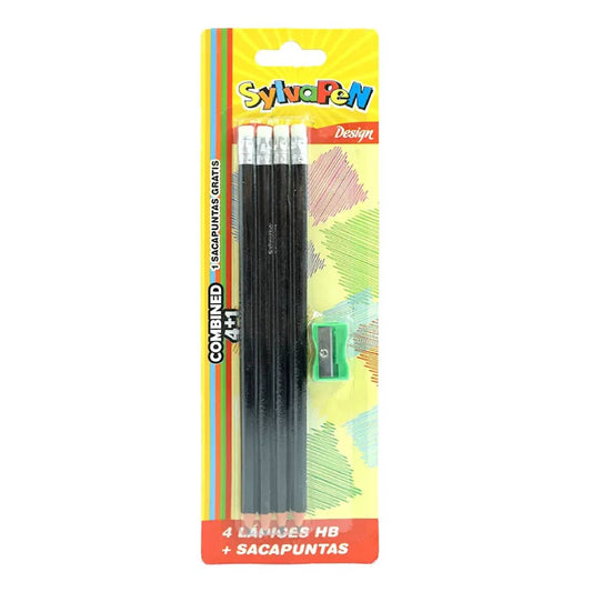 Lapices Hb Sylvapen Combined 4 Lapices + 1 Sacapuntas