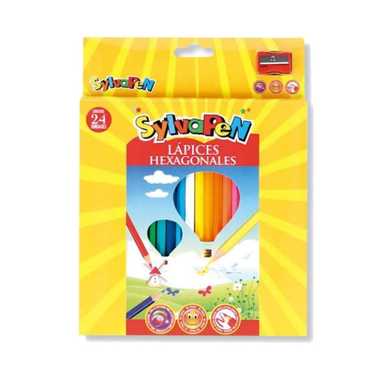 Lapiz De Color Sylvapen X 24 Largos Hexagonales + Saca Punta