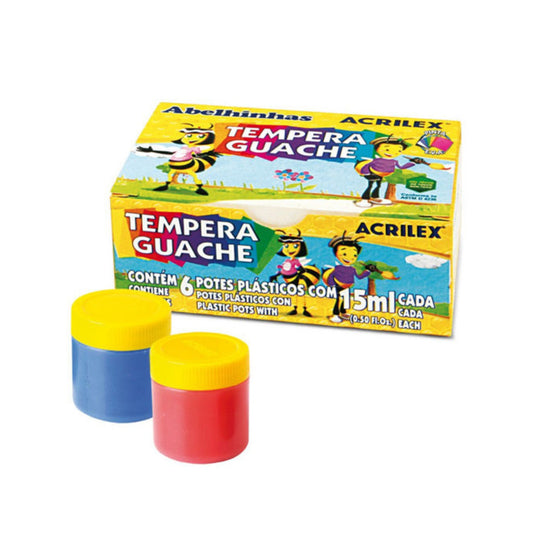 Tempera Guache Acrilex De 15 Ml X 6 Colores Surtidos