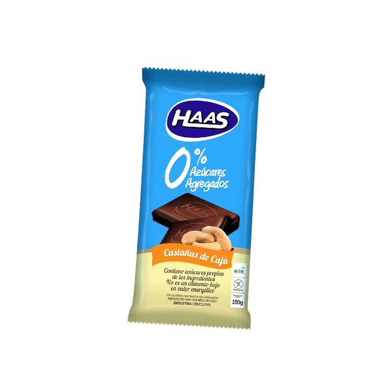 Tableta Chocolate Con Castañas de Cajú Haas 0% Azucar 150 G